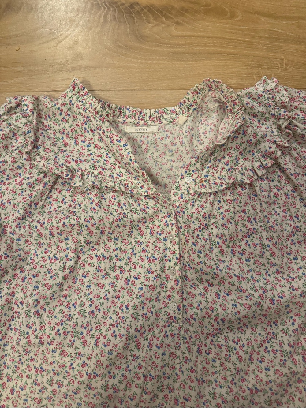 Doen Cream Floral Ruffled Nightgown - Picture 3 of 5